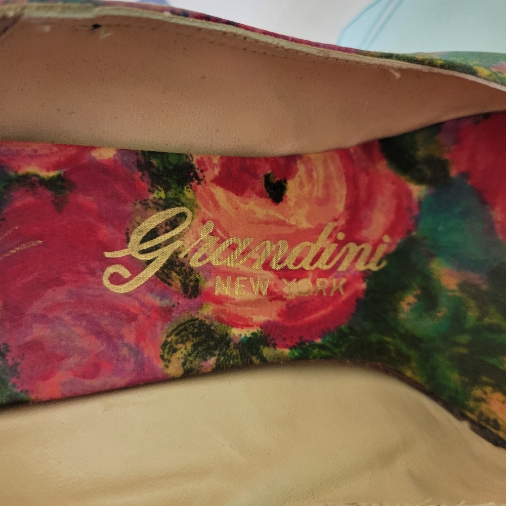 Vintage 1950s Heels Shoes Pumps Grandini New York Floral Women's Size 7N - Picture 8 of 8